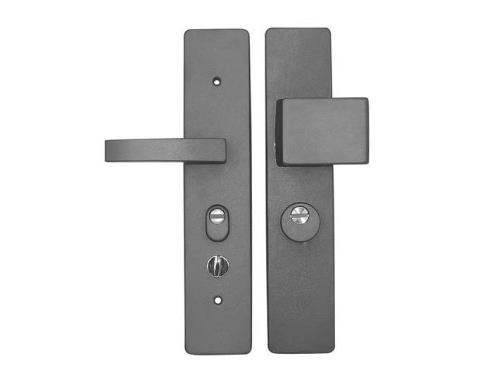 Poignée de porte universelle antivol pour entrée, anti-explosion, grise, avec serrure de sécurité, distance de fixation 235 mm