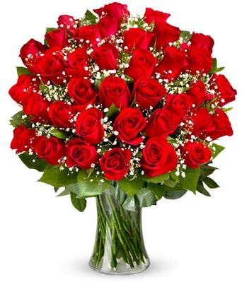 From You Flowers Three Dozen Premium Red Roses with Vase