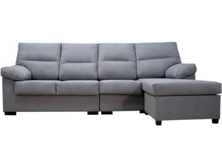 SHIITO 4-Sitzer-Sofa mit Chaiselongue, Modell Neira, für maximale Entspannung und Komfort, elegant und kompakt, aus Kiefernholz und Spanplatte, Grau, groß 265 cm breit, Kiefernholz