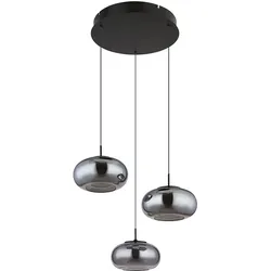 Hängelampe Pendellampe Esstischlampe LED Rauchglas Küchenlampe 3 flammig H 150cm