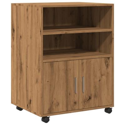 Décoshop26 - Büromöbel auf Rollen Aufbewahrungsschrank 60 x 48 x 81 cm Holzwerkstoff Eichenfarbe DEC024491 DEC024491