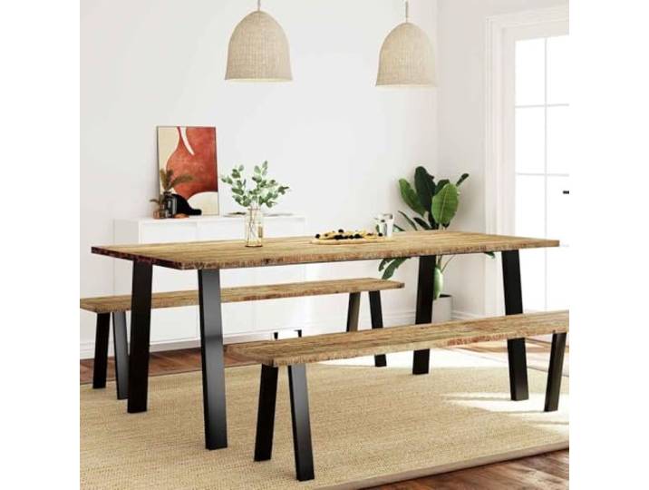 HEFZGDB Massivholz Esstisch Akazie 200x90x75 cm mit Metallbeinen für Esszimmer Küche Industriestil Langlebig