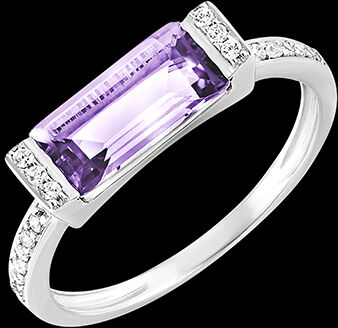 Edenly Ring Paradiesvogel - Verzaubert - WeiÃŸgold, 9 Karat, mit einem Amethyst
