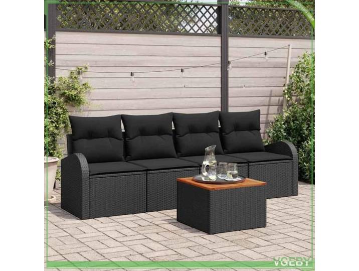 Ensemble de canapé de jardin - FAFEICY - Modulaire - Noir - Polyrotin - Sac de rangement étanche
