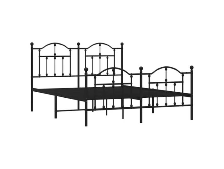 KTHLBRH Bettgestell aus Metall, schwarz, 200 x 200 cm, mit Kopf- und Pulverbeschichteter Stahl, Latten inklusive, Stauraum unter dem Bett 26 cm, robuste Konstruktion
