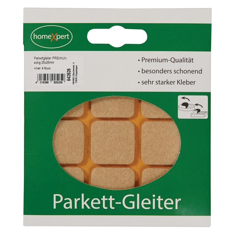 Hansi-Siebert Parkettgleiter Premium 25 x 25 mm Filz natur eckig selbstklebend (Filzgleiter, 9 Stk.) (542525)