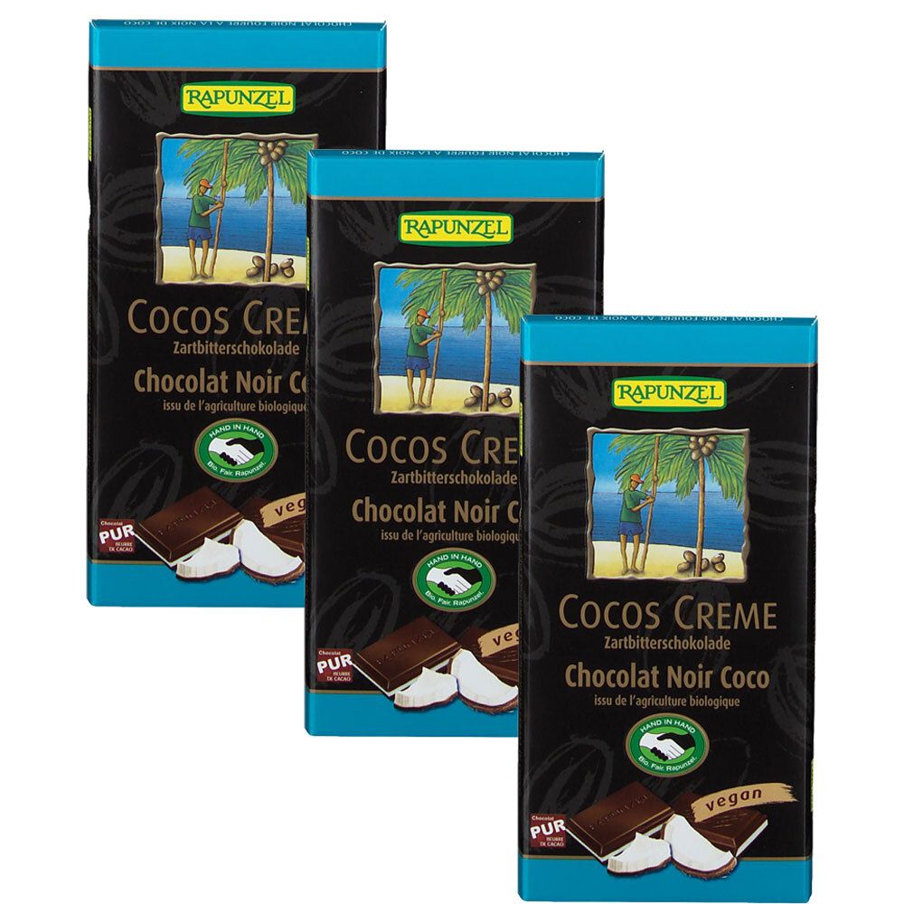 Rapunzel Bio Cocos Creme Zartbitter Schokolade 3x100 g