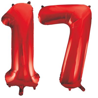 XL Folienballon rot Zahl 17