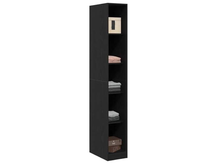Schrank Schwarz Dab 30 x 50 x 200 cm aus Holzwerkstoff mit Polen Freistehend, MDF-Regalfächer, modernes Design, Latende Pflege, nasses Tuch, Kleiderkammern