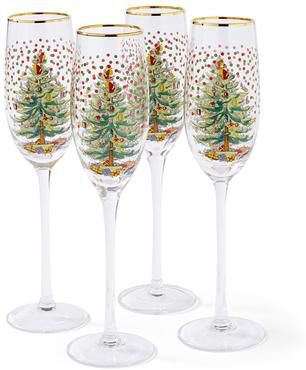 Spode Set of 4 Christmas Tree Polka Dot Glasses