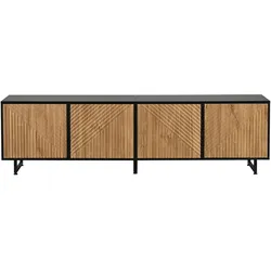 TV-LOWBOARD holzwerkstoff in natur & schwarz mit metallgestell, 4 türen