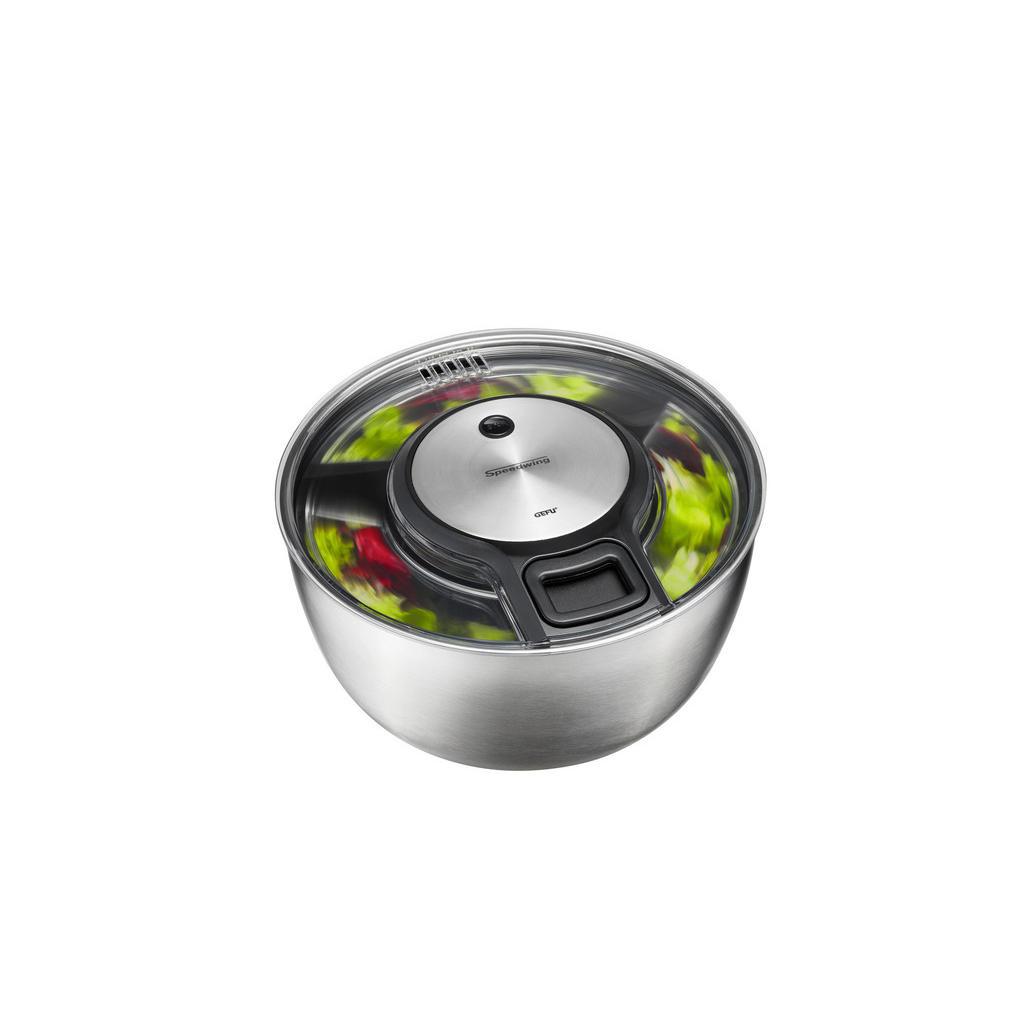 Gefu Salatschleuder , Schwarz, Edelstahlfarben , Metall, Kunststoff , 5 l , 14 cm , Küchenzubehör, Küchenhelfer, Salatschleuder