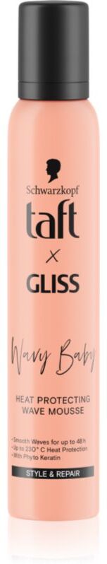 Schwarzkopf Taft x Gliss mousse volumatrice et coiffante protectrice de chaleur pour cheveux bouclés et frisés 200 ml