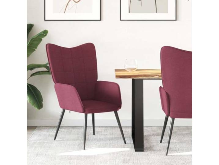 WHOPBXGAD Stoff Stahlgestell Quadrat Design Weinrot Relaxsessel Weinrot Stoff Modern mit Stahlgestell Weiche Polsterung 61x70x96,5 cm Wohnzimmer Schlafzimmer
