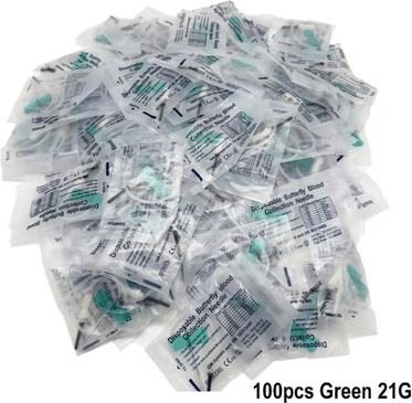 Inspire Picks VetFlow Disposable Butterfly Blood Collection Needles For Cats, Dogs & Small Animals 100pcs Black 22g