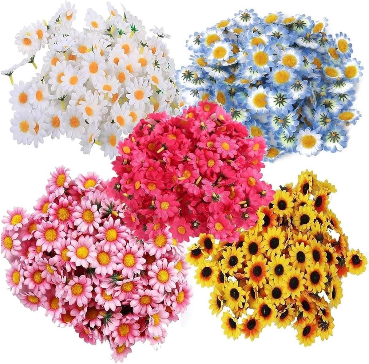 Set van 200 kleurvolle zijden margrieten kunstbloemen voor decoratie, bruiloften en feesten
