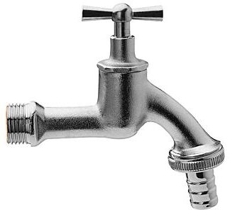 ASW Universal Auslaufventil 422307 Messing matt verchromt, 1/2", Schlauchverschraubung