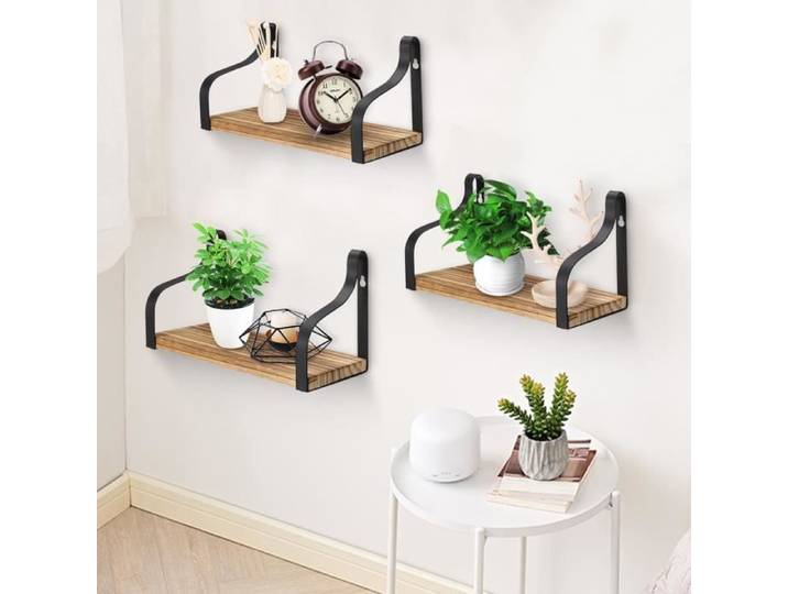 Étagères Murales Flottantes en Bois - D50774 - Set de 3 - Style Rustique