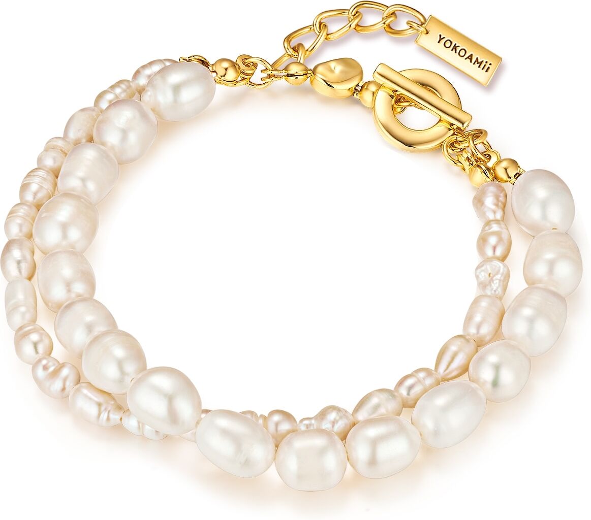 Perlenarmband YOKOAMII "Y98", weiß (gelbgold), Armbänder, Damen, Perlenarmband, mit Perle