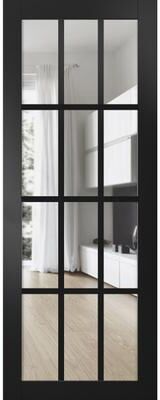 SARTODOORS Felicia 3355 Black Matte Wood Door Slab with Clear Glass