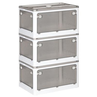Joybos - Set mit 3 grauen faltbaren Aufbewahrungsboxen 55 l