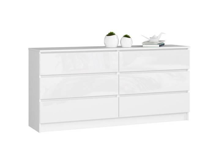 Akord Kommode Weiß, Weißglanz 160x40x77 cm, Weiß, Weiß Hochglanz, Nachbildung, Rechteckig,Rechteckig, 160x77x40 cm, Kleinmöbel, Kommoden, Kommoden