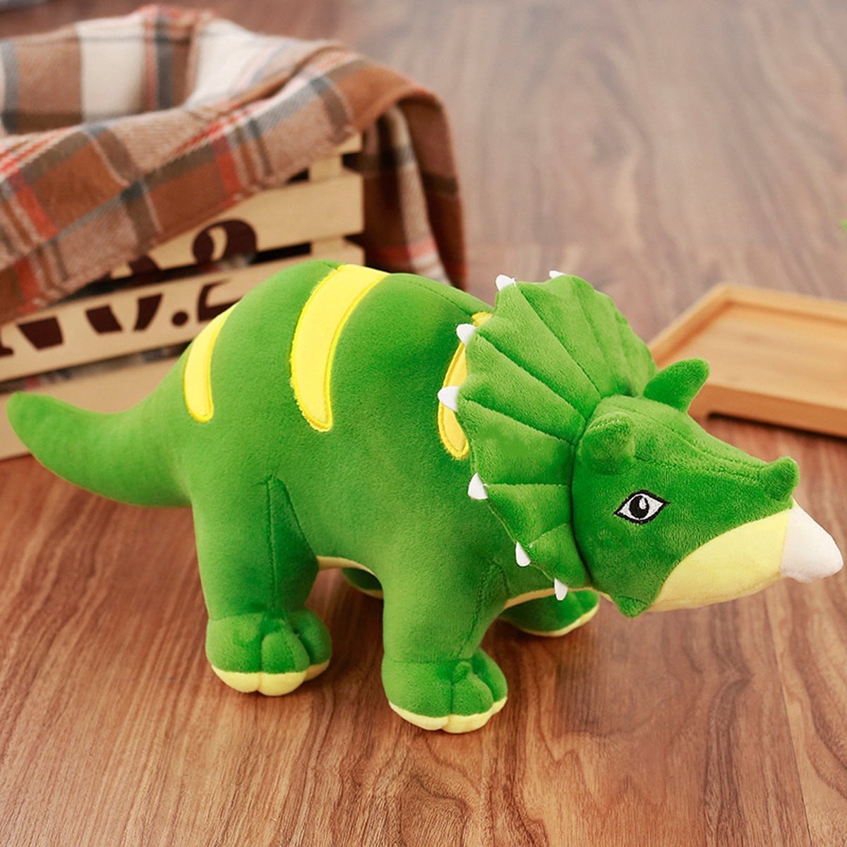 Groene Triceratops Dinosaurus Knuffel en Langedekussen van 95 cm