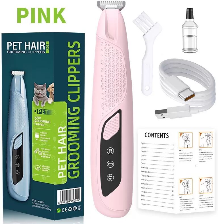 INF Professioneller Tierhaarschneider für Pfoten, Leise & Sicher mit LED-Licht Rosa