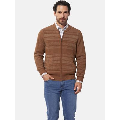 Strickjacke BABISTA "Strickjacke CALEN", Herren, Gr. M, braun (cognac gestreift), Obermaterial: 100% Baumwolle CO., Strickjacken Strickjacke
