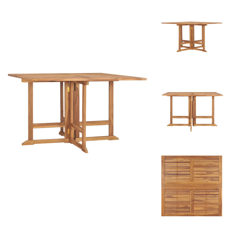vidaXL Garten-Esstisch Klappbar 110x110x75 cm Massivholz Teak - Gartentische