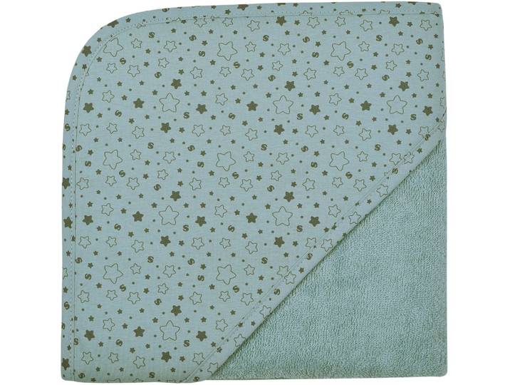 Kapuzenhandtuch WÖRNER Sterne eisblau Kapuzenbadetuch 80/80 , blau (eisblau), B:80cm L:80cm, Frottee, Frottier, Handtücher, Kapuzenhandtuch, obere Lage der Kapuze aus bedrucktem Single-Jersey