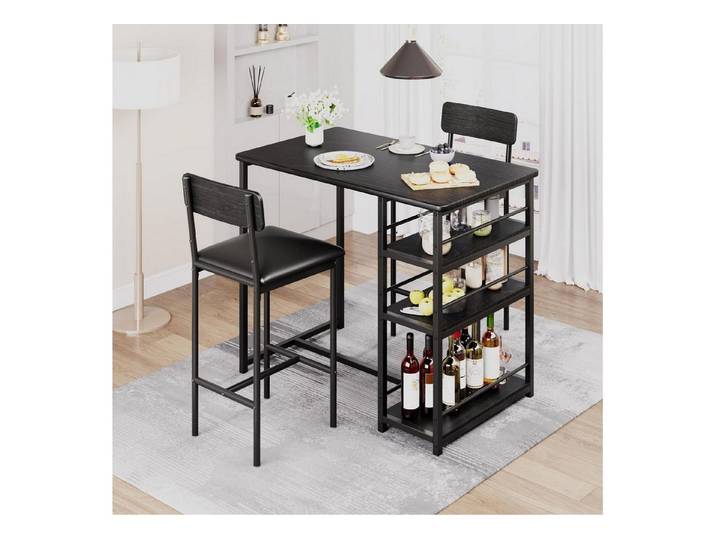 LuxusKollektion Bartisch Bartisch Set mit Hockern schwarz 3er