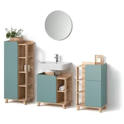 BADMÖBEL-SET Marano, Blau-Grau, 4-teilig