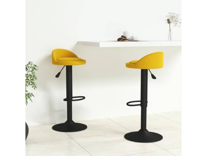 2er Set Barhocker Gelb Samt mit Gasdruckfeder Höhenverstellbar Stahlfuß Samtbezug, Stahlfuß, Gasdruckfeder, 360 Grad drehbar, Fußstütze, 110 kg Belastbarkeit