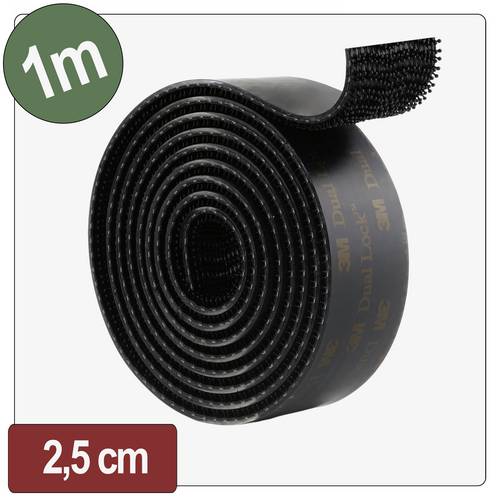 Quadrios 26CA808 Klettband Pilzkopf (L x B) 1m x 25mm Schwarz 1m