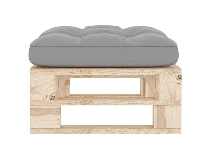 KTHLBRH Ottomane für den Garten aus Kiefernholz mit grauem Kissen Fußstütze für den Außenbereich, 60 x 60 x 25 cm, Mehrzweck-Tisch, Kissen aus 100 % Polyester, für Terrasse und Wohnzimmer