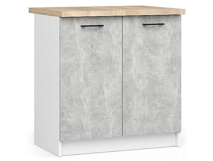 AKORD Olive Küchenschränke Geräumig Robust Für jedes Design Für eine kleine Küche Für eine Küchenzeile Als Teil eines Sets Weiß & Beton
