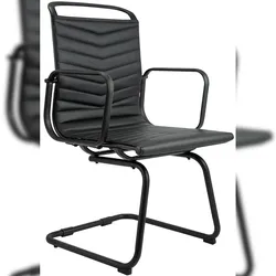 DELUKE Besucherstuhl MANILA - Kunstleder Schwarz 54x60x95 cm | Besucherstühle Konferenzstuhl Wartezimmerstuhl Bürostühle Bürostuhl Konferenzraum Wartezimmer