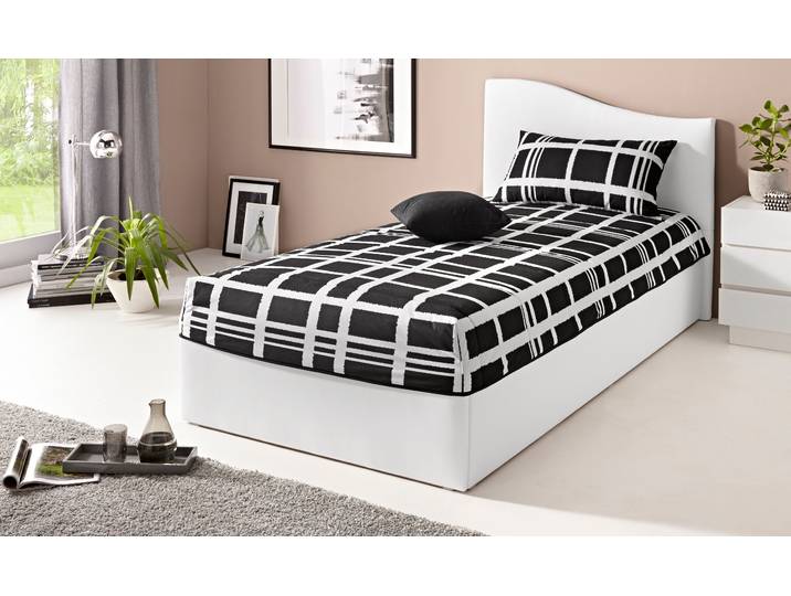 Tagesdecke, schwarz (schwarz, weiß), B:150cm L:220cm, Polyester, WESTFALIA SCHLAFKOMFORT, Tagesdecken, Tagesdecke