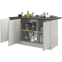 Dmora Tartaro - Kücheninsel, 155x90x90h cm Hochglanz Weiß, Modular Made in Italy