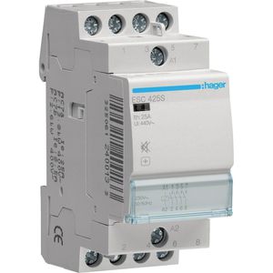 Hager Installationsschütz ESC425S, 2 TE, brummfrei, 25 A, 230 V, 4x NO (Schließer), 4-polig
