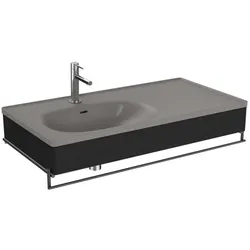 VitrA Equal Möbelwaschtisch-Set 66058 102,5x52cm, mit Möbelwaschtisch asymmetrisch, steingrau, mit Holzblende schwarz-eiche