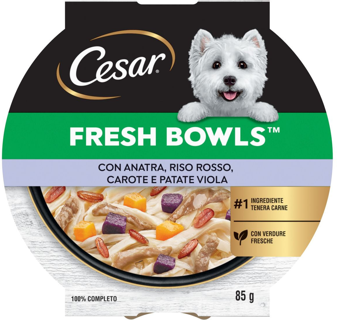 Cesar Dog Vaschetta Fresh Bowls Multipack 10x85G ANATRA CON RISO ROSSO