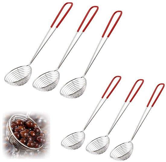 Benza Ibenzoa 6-delige roestvrijstalen fondue-zeefset met accessoires, inclusief zeef en schuimlepel