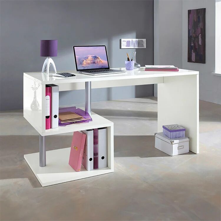 garneroarredamenti Scrivania ufficio 140x60cm bianco lucido ErgoDesk