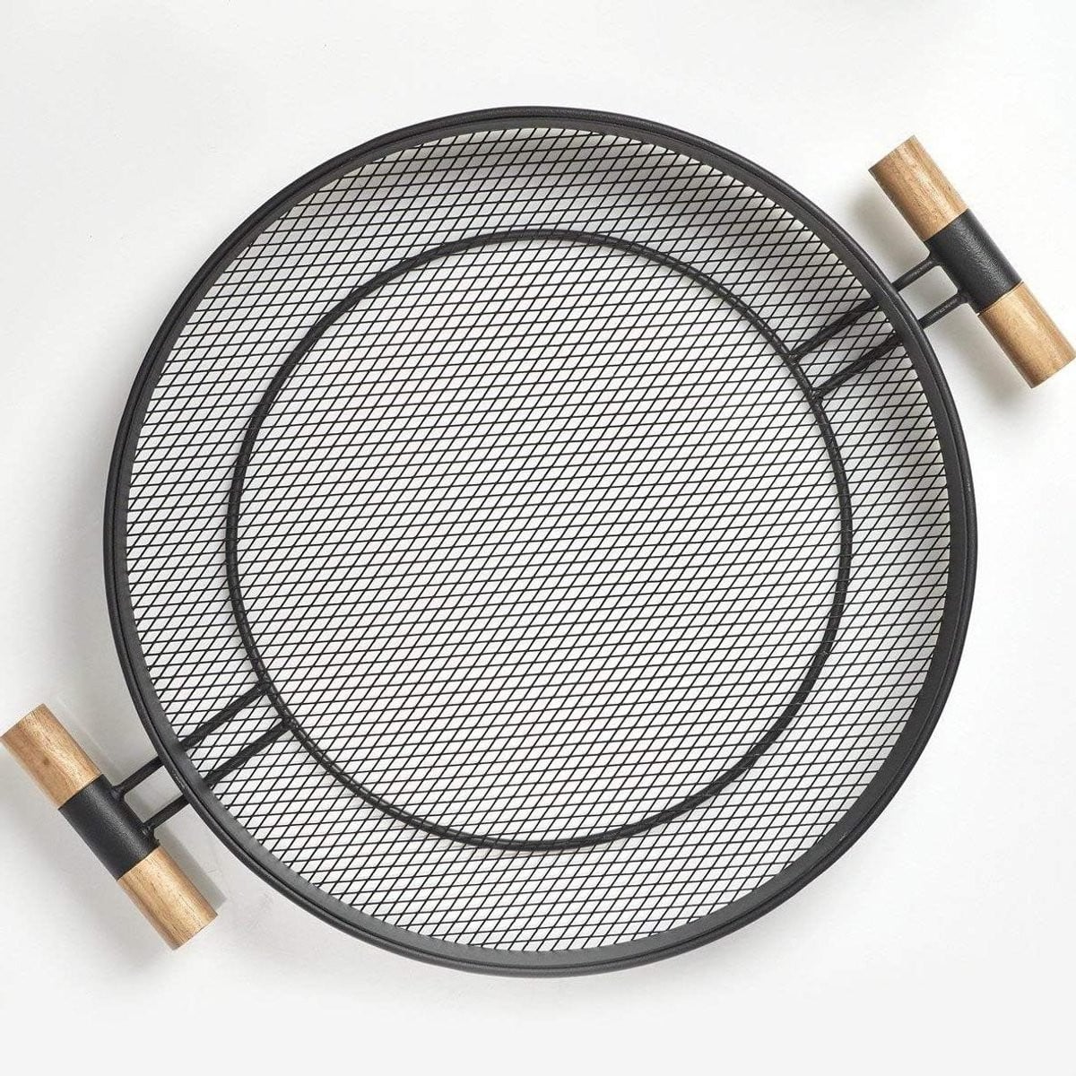 Metalen Dienblad - Ronde Schaal - Zwart - Diameter: 48 cm
