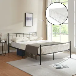 Metallbett mit Kaltschaummatratze Laos 140x200 cm Schwarz [en.casa]