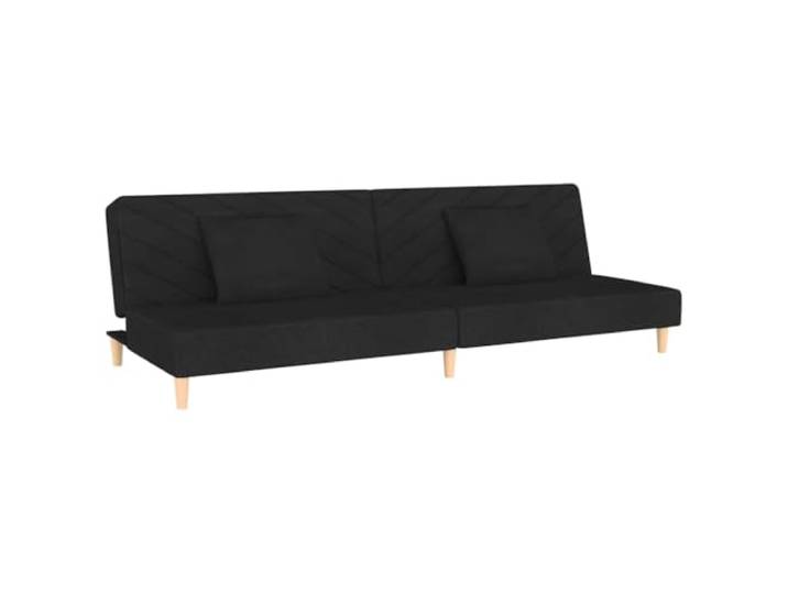 KUTYWEXFM Schlafsofa 2-Sitzer Klappsofa mit 2 Kissen Schwarz Vielseitiges Bettsofa für Wohnzimmer und Gästezimmer, einfach vom 2-Sitzer Sofa in ein Doppelbett verstellbar.