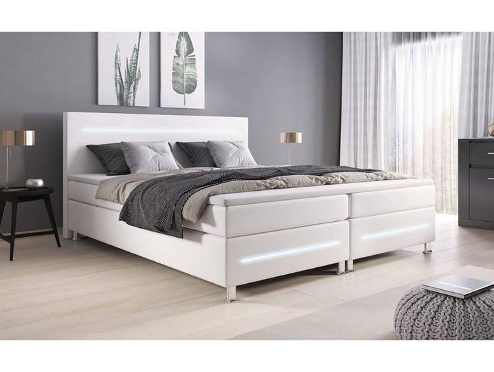 OUTLET - Boxspringbett Sejour mit LED - 120x200 - Grau - H3 (70-100kg) - Luxusbetten24