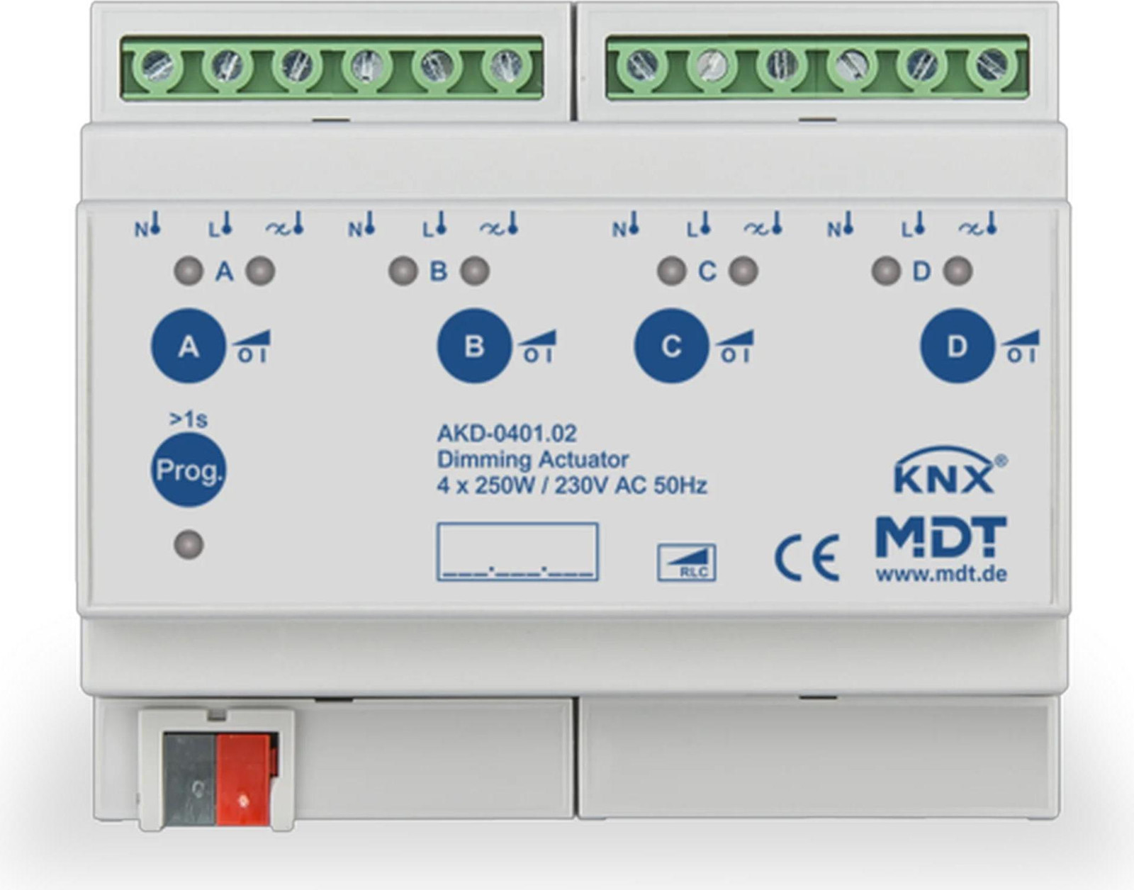 MDT KNX universele 4-voudige dimmer met vermogensmeter